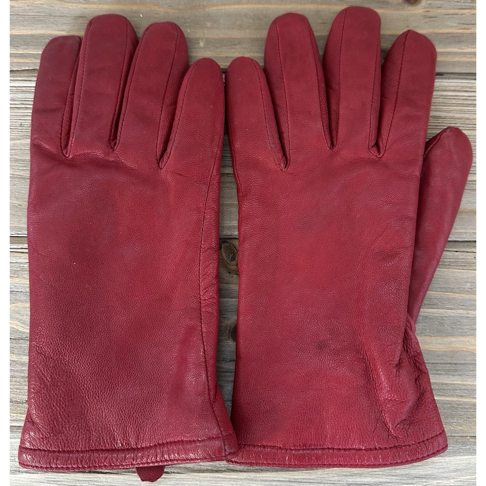 Fownes Leather Thinsulate Gloves Women Size M Red Excellent